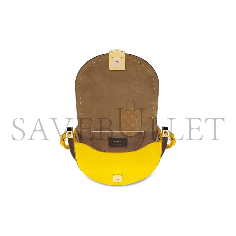 FENDI VITELLO KING PLEXIGLASS MOONLIGHT SHOULDER BAG LEMON 8BT346ABVLF119X (21*14*9cm)